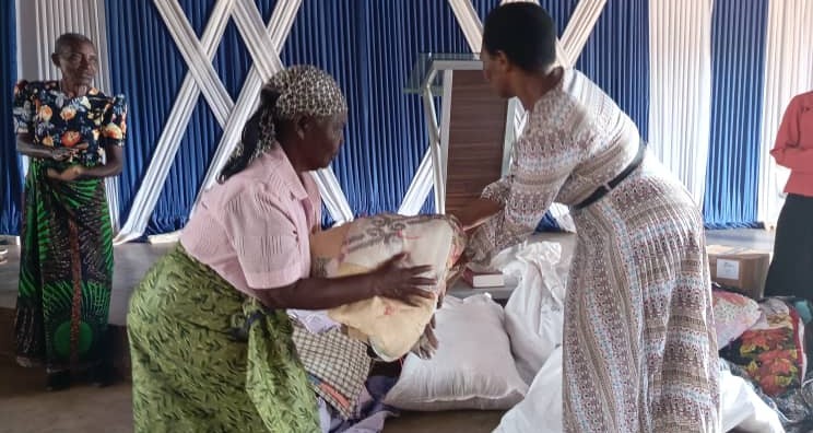 Elderly receiving essentials