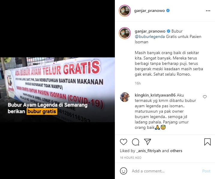 Spanduk Warung Bubur Ayam Legenda di Semarang yang bagikan bubur ayam gratis.