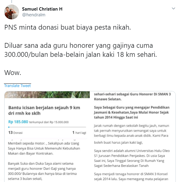 Tweet penggalangan dana di Kitabisa.com 