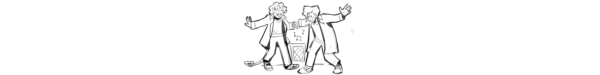 the third and last part of a comic by vukavukkert. it shows c!tommy and c!wilbur dancing together infront of a minecraft jukebox producing music as the two hold hands. they're bith in sneakers, pants, and tommy's fake tail is draped on the ground. it is a drawing made up of black lineart and shading with a transparent background. the image has been cropped and resized to be used as a divider and is put to the right.