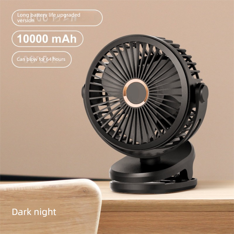 Black 10000mAh Portable Clip on Fan with 720 Degree Rotation 4 Speeds for Stroller Kitchen Office Desk Quiet Rechargeable Cooling Solution for Local Homes