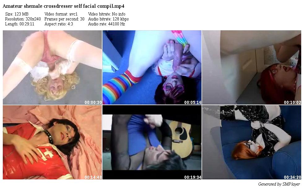 Amateur shemale crossdresser self facial compil_
