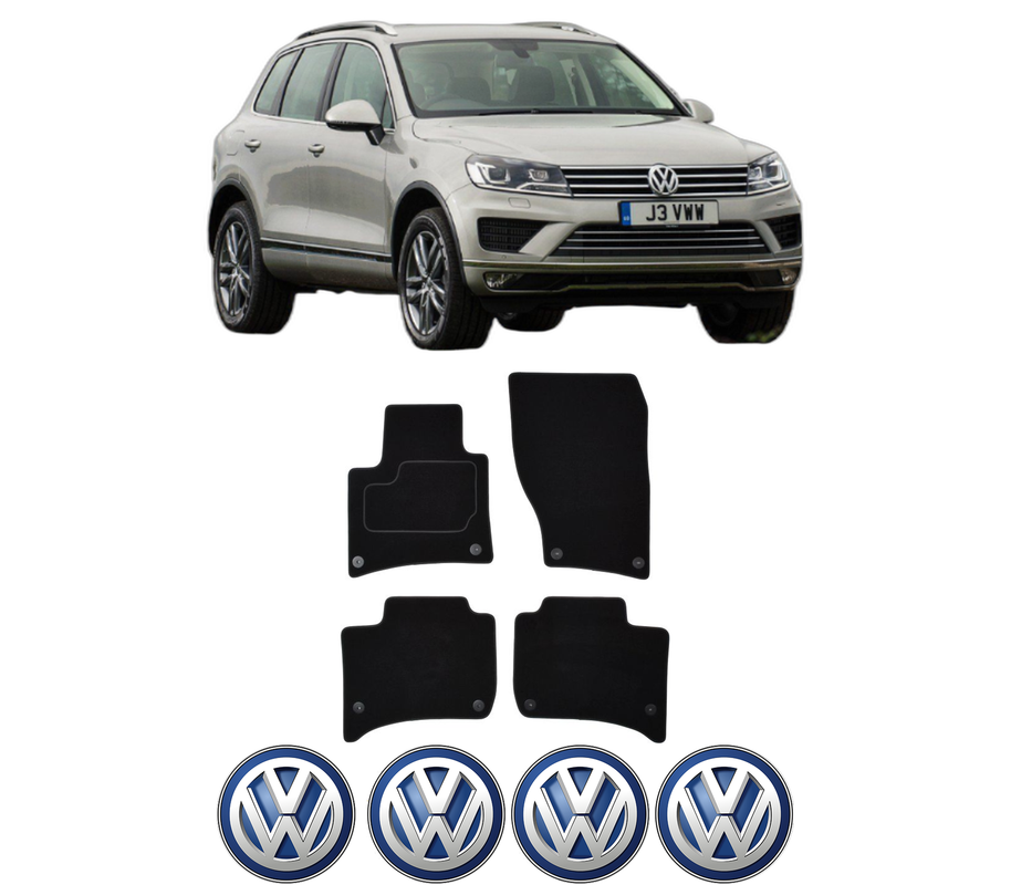 Set Covorase Presuri Volkswagen TOUAREG (7P5, 7P6) din 2010-2018, Auto, Material Textil Mocheta, 4 Stickere auto cu Volkswagen