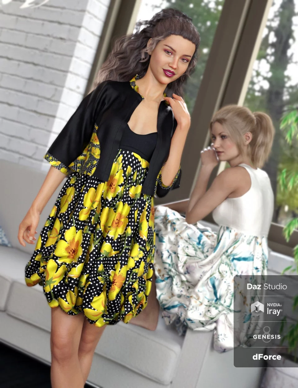 dforce boho boutique bubble dress and jacket 00 main daz3d