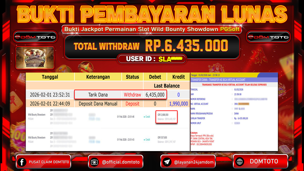 JACKPOT SLOT Wild Bounty Showdown PGSoft 01 FEBRUARI 2026