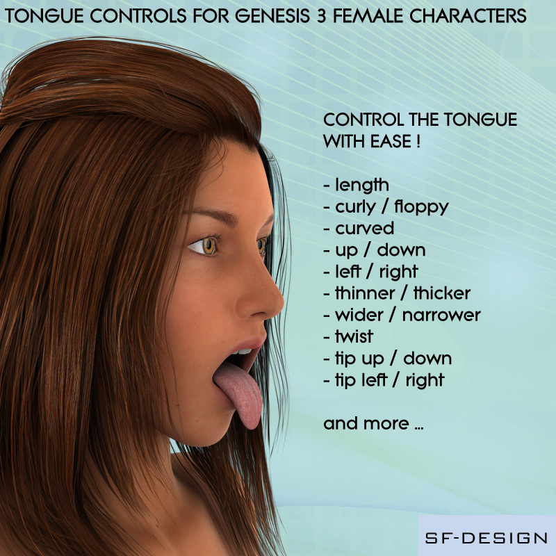 Tongue Controls for Genesis 3 Female Characters Tongue Controls for Genesis 3 Female Characters