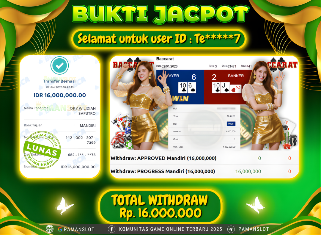 PAMANSLOT JACKPOT Game LIVE-Baccarat Classic Rp.16,000,000- LUNAS