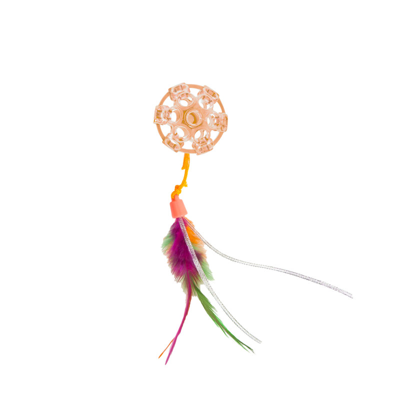 Bola com Penas e Espaço para Petiscos de Gatos - Lattice Ball Laranja