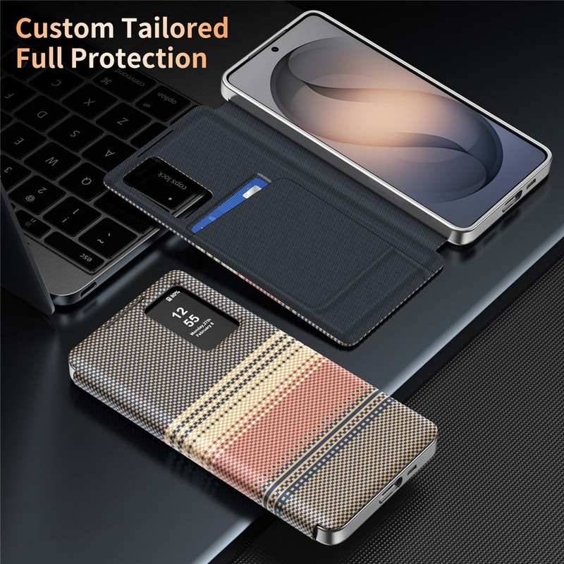 Husa Samsung Galaxy A57 Smart Gradient Wallet, Raspuns apel fara deschidere, Protectie 360°, Inchidere Magnetica, Protectie Camera, Protectie Sporita, Sunset, Maro 6601215484C 3