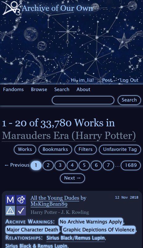 Starfall [AO3 Site Skin] ☆ - im_lia - Multifandom [Archive of Our Own]