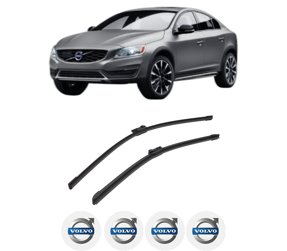 Set stergatoare auto VOLVO S60 II Cross Country (134) din 2015-2018, pentru parbriz auto, 2 bucati, Bosch Aerotwin, din cauciuc siliconat rezistent, 4 Stickere Auto VOLVO