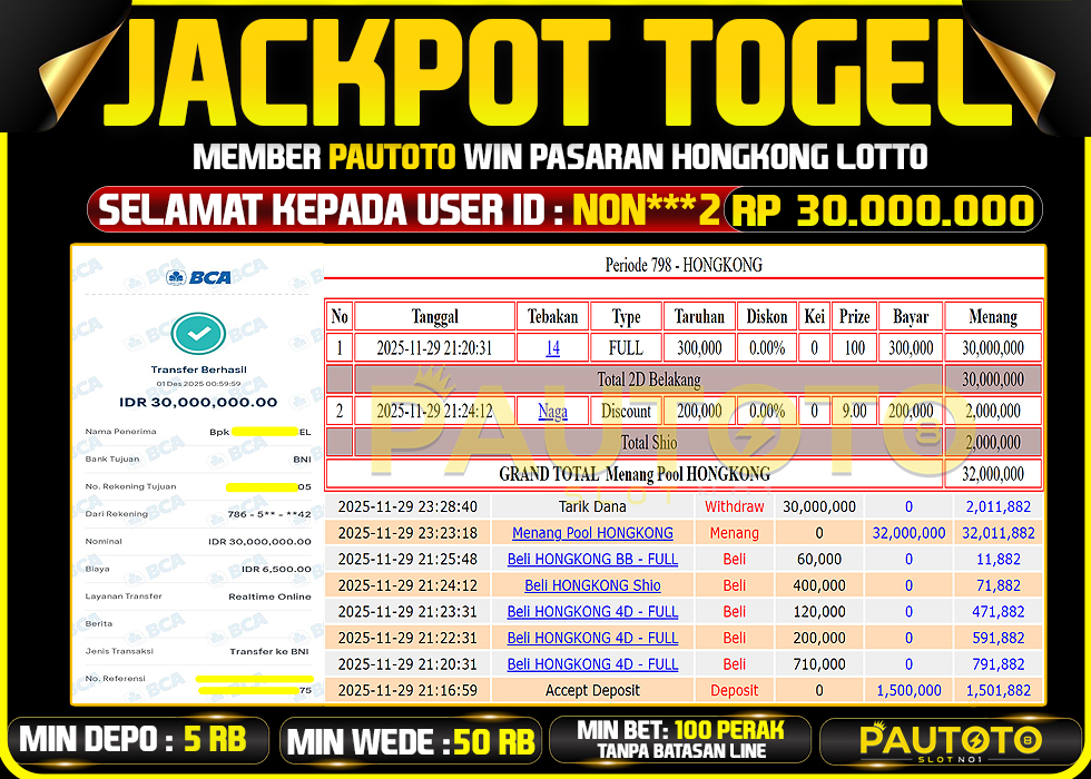 BUKTI JACKPOT LUNAS PAUTOTO