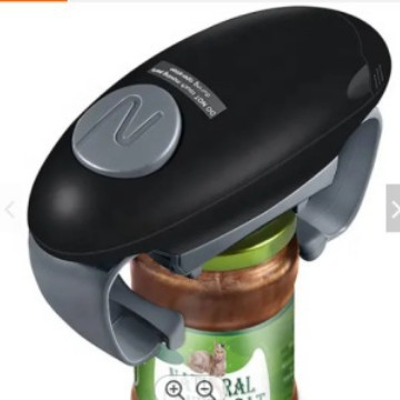 Black Upgraded One-Touch Electric Can Opener — Dual-Handle Design, Automatic Hands-Free Can/Bottle Opener, ABS Material, Battery-Powered (Batteries Not Included), Designed for the Kitchen