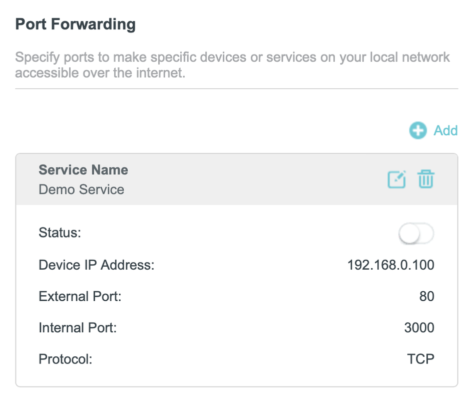 Port Forwarding Configuration