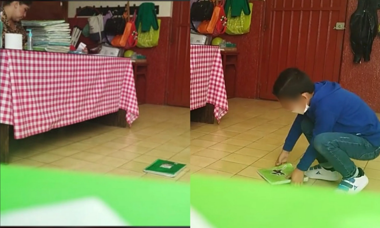 Maestra exhibida mientras tira los cuadernos de sus alumnos al piso (video)