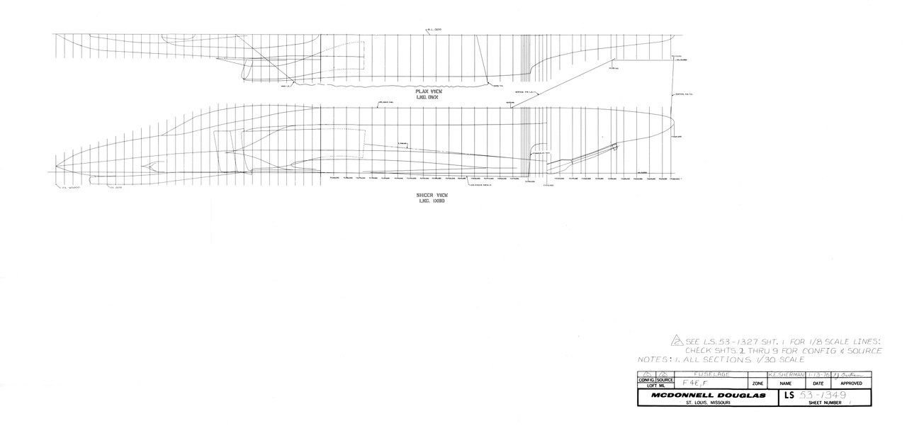 1 F-4E F fuselage sheer and plan view Sht 1