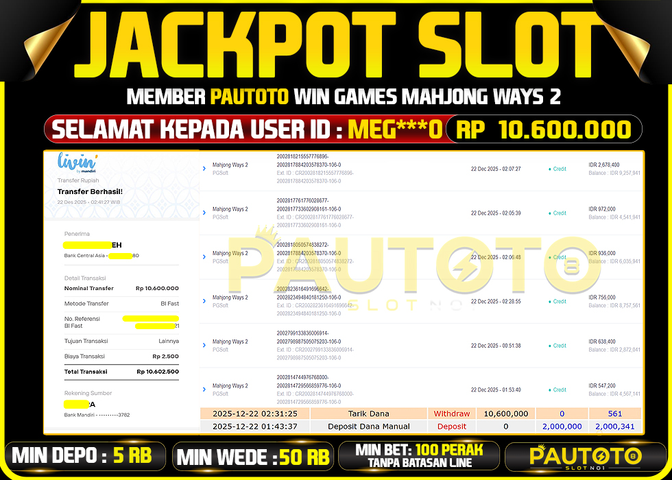 BUKTI JACKPOT LUNAS PAUTOTO