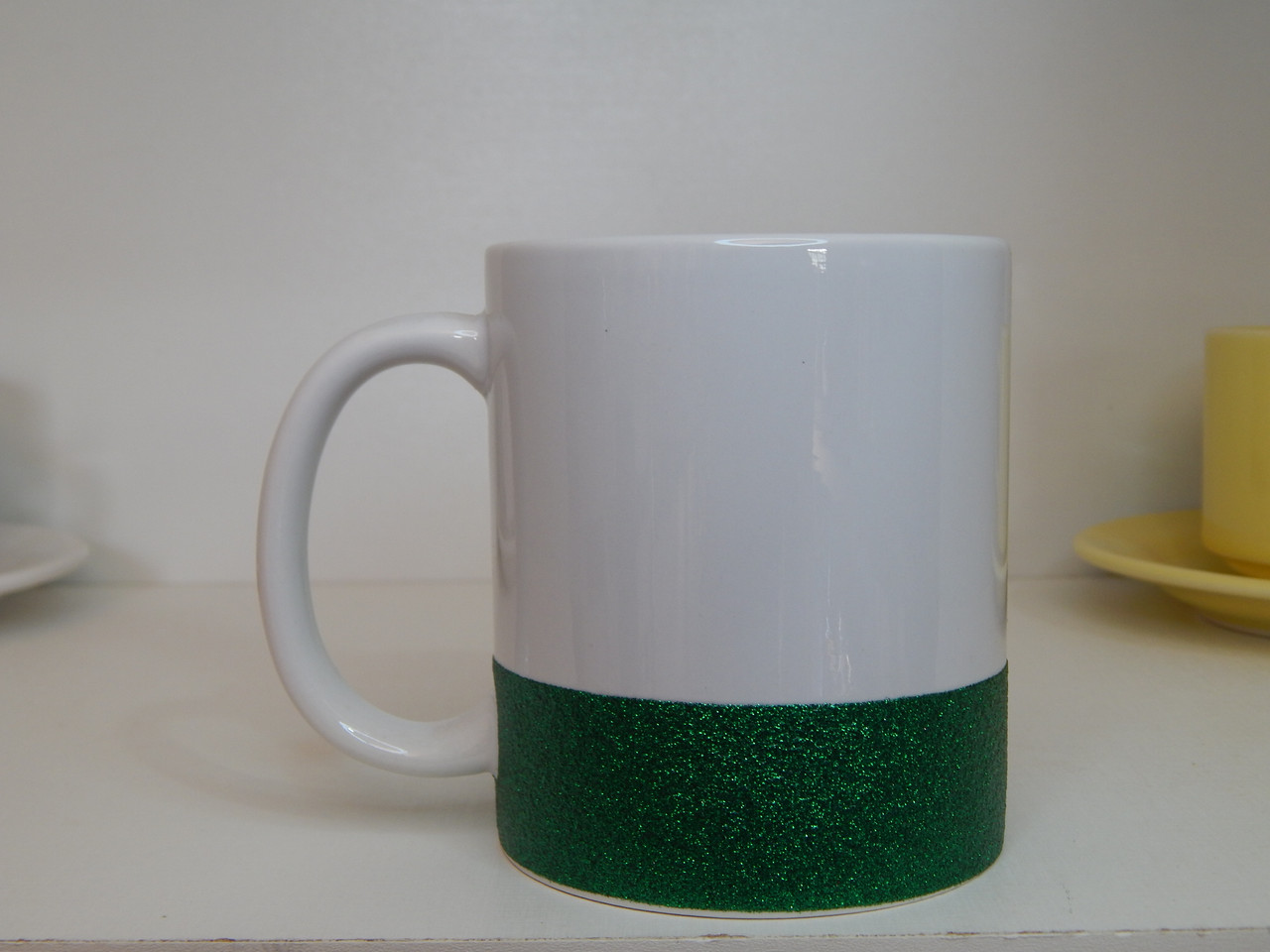 Caneca Lisa com tarja de brilho Verde