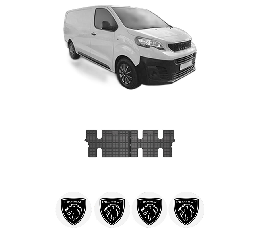 Set covorase presuri PEUGEOT EXPERT din 2007-2016, auto, din cauciuc thermoplastic, 4 Stickere auto cu PEUGEOT