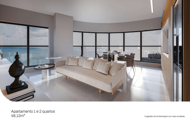 Apartamento de 1-2 quartos do Praia de Gameleira com layout funcional