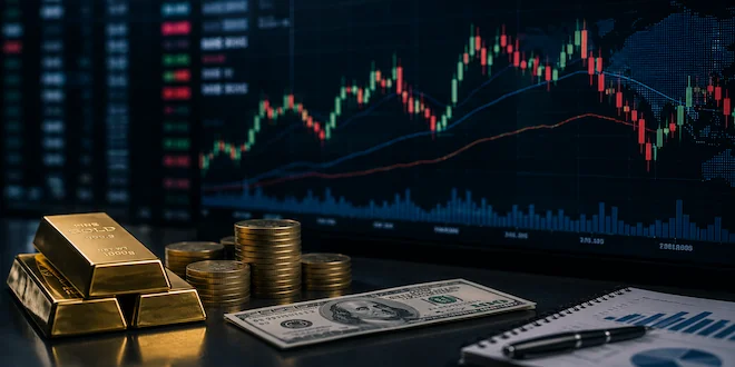 صورة توضيحية لتحركات الأسواق المالية العالمية، حيث