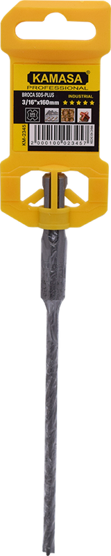 BROCA SDS-PLUS CON 4 ARISTAS DE CORTE 3/16"x160mm 5 ESTRELLAS KAMASA