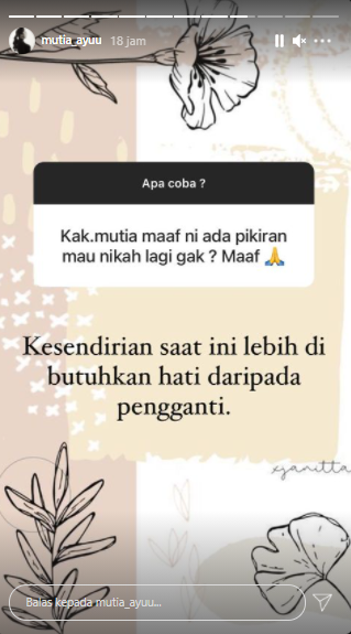 Mutia Ayu jawab pertanyaan soal kemungkinan menikah lagi