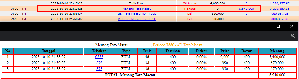 Bukti JP togel hari ini