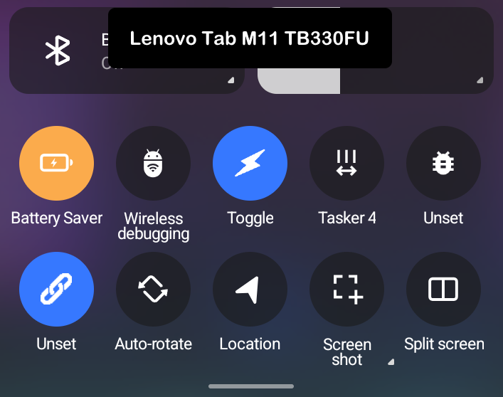 Lenovo Tab M11 TB330FU Tasker Quick Tile names 2026 09 18a
