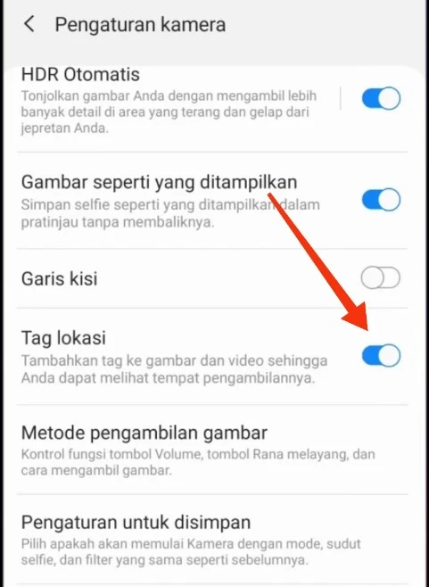 Cara menampilkan lokasi foto di kamera hp samsung