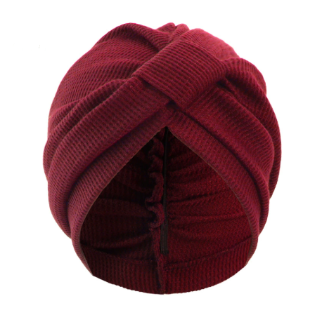 Wine Red 3 Pack Women's Cotton Waffle Knit Turban Headwrap - Thickened Indian Style Beanie Cap - One Size Fits All for global Daily Wear