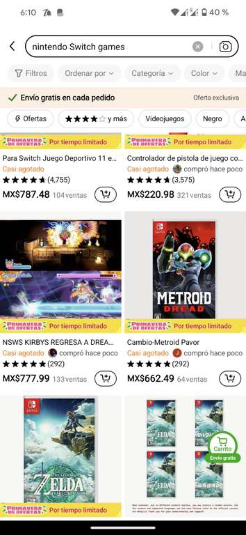 Temu: Muchos juegos de switch a buen precio, bajan más con cupones