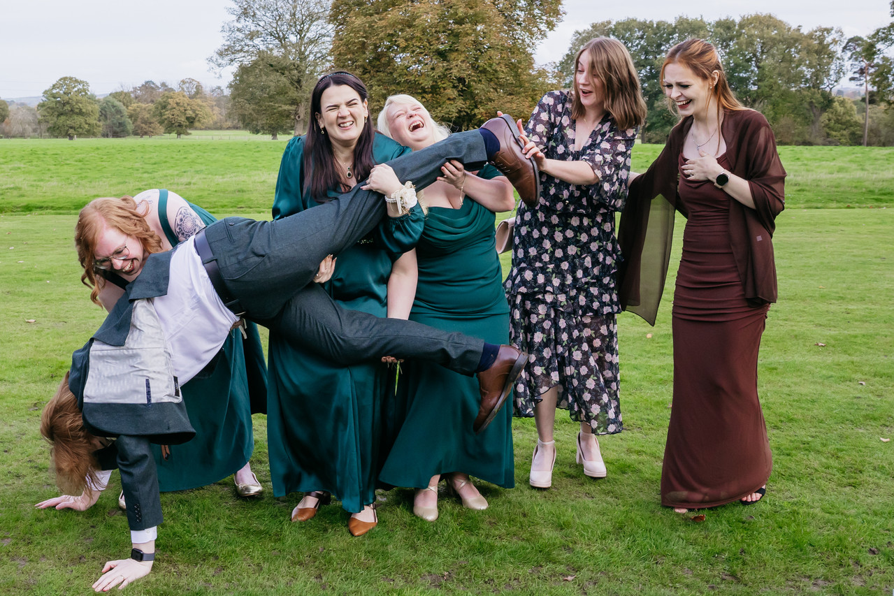 Joyful family group photograph