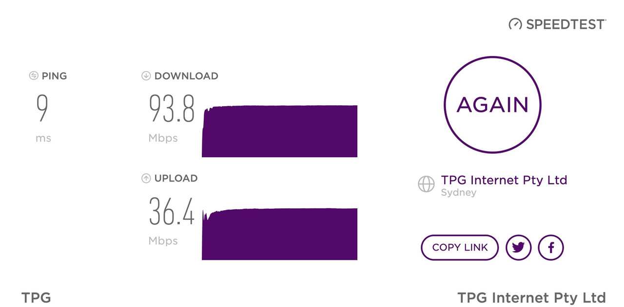 TPG appear to be fudging Speed Test results TPG
