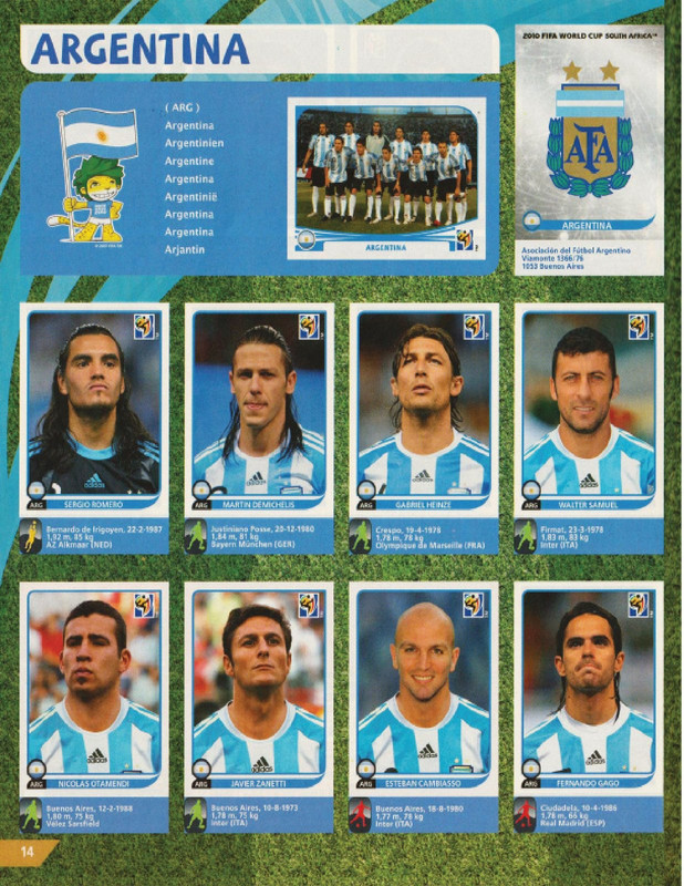 Album Panini Sudáfrica 2010-14