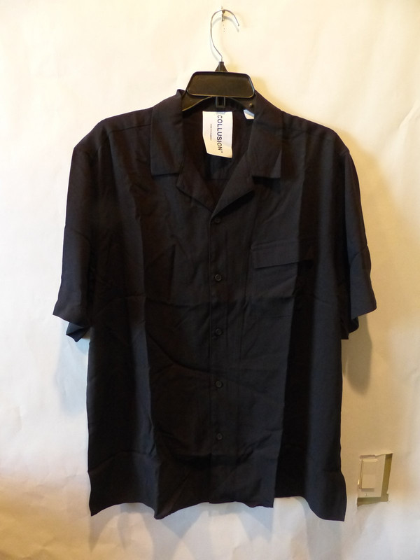 COLLUSION SHORT SLEEVE SHIRT IN BLACK MENS SIZE LARGE 1640607