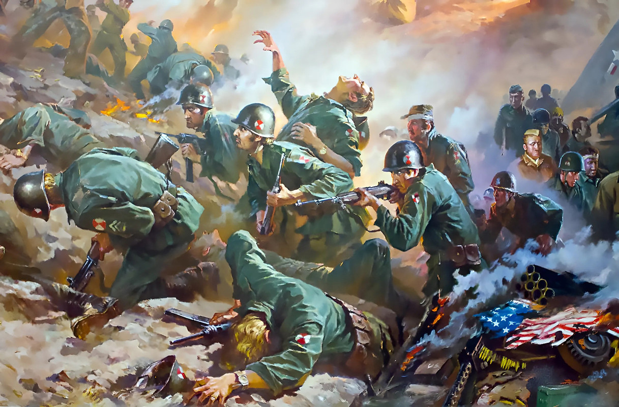 Corea,asalto de los americanos sobre las trincheras coreanas