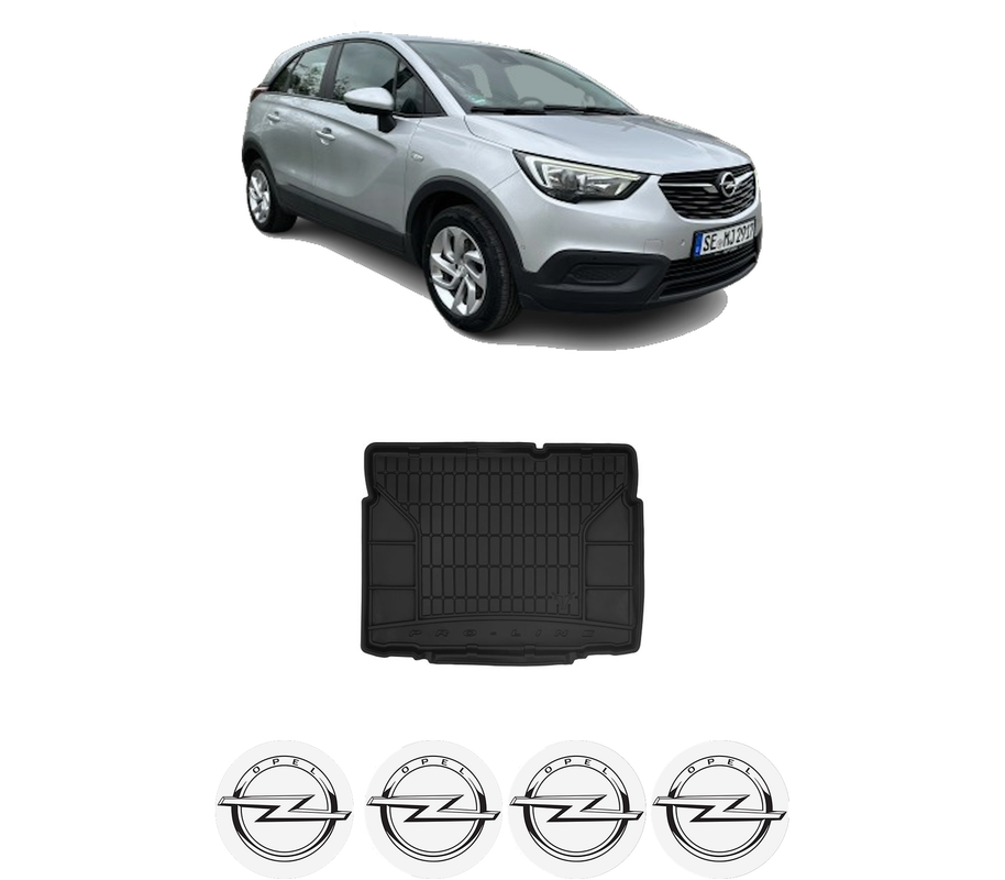 Tavita Portbagaj OPEL CROSSLAND X / CROSSLAND (P17, P2QO) din 2017-2020, Protectie Portbagaj Auto, 4x Stickere auto cu OPEL