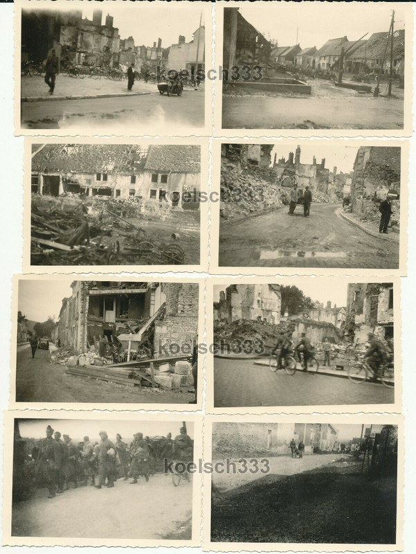 8 Fotos Ruinen zerstörter Frontstädte in Lothringen Wehrmacht Frankreich 1940