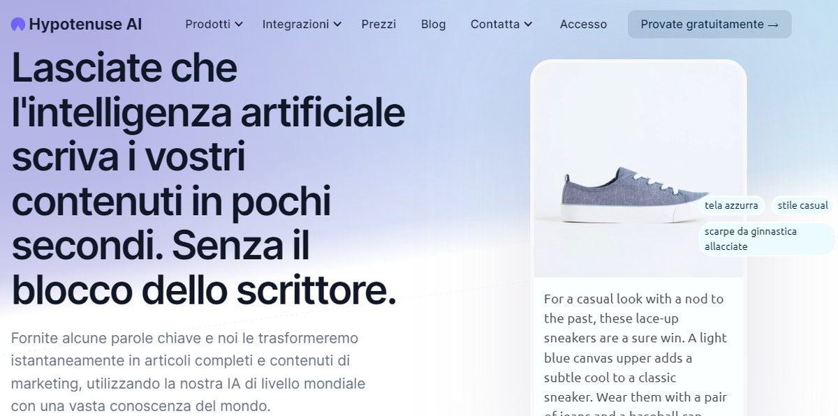 hypotenuse intelligenza artificiale scrive testi in automatico