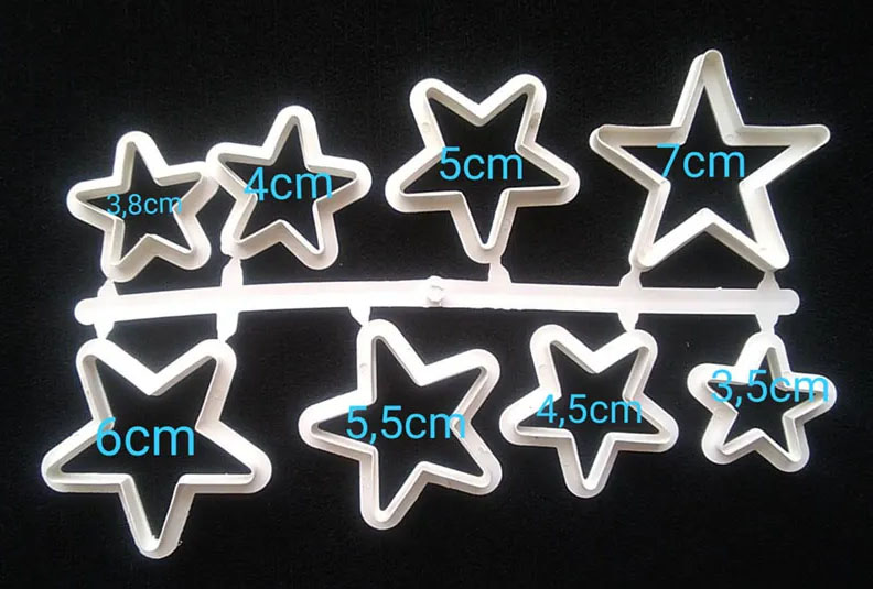 Cortador de estrellas x8 pzs para galletas pastillaje manualidad pasti