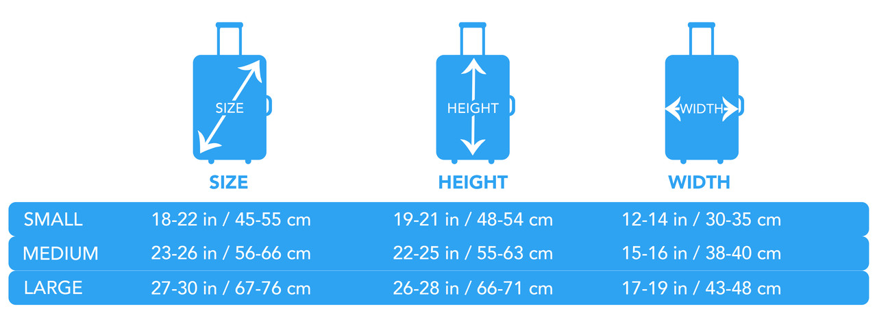 Dirt Modified Luggage Cover Sizing Chart