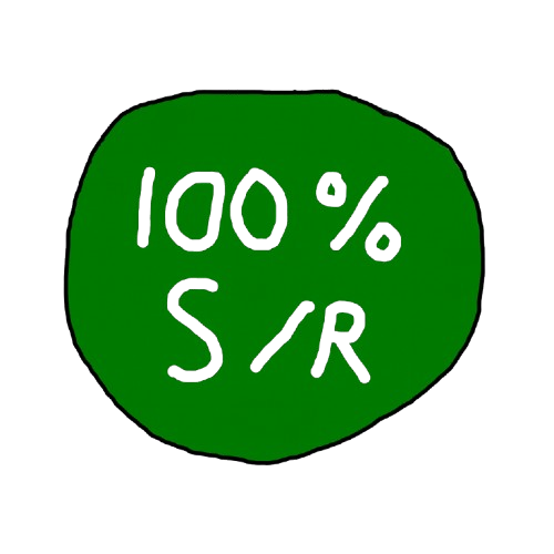 Green coin reading 100% S/R