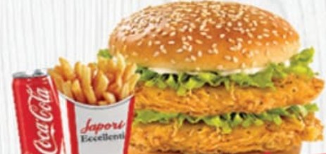 Double chicken burger menu