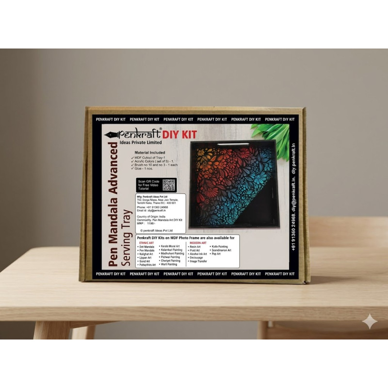 Penkraft Pen Mandala advanced Art on a Serving Tray DIY kit 