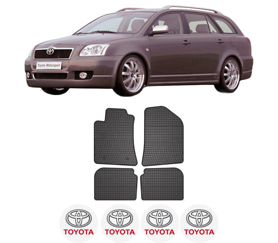 Set covorase presuri TOYOTA AVENSIS Estate (_T25_) din 2003-2008, auto, din cauciuc thermoplastic, 4 Stickere auto cu TOYOTA