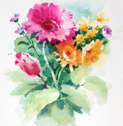 Fun with Watercolor: Bouquet Leaves