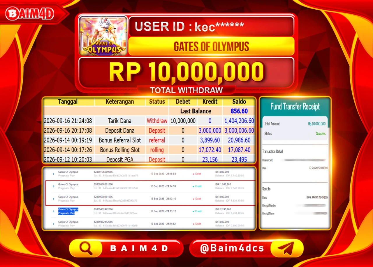 BAIM4D JACKPOT SLOT GATES OF OLYMPUS PRAGMATIC Rp.10,000,000 - LUNAS