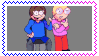 stamp of dave and muko that fades into the bisexual flag