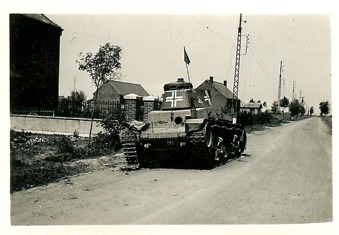 Photo- KO'd German Waffen SS Pzkw.35(t) Panzer Tank (Note Totenkopf Emblem on Turret) Sitting on Roa